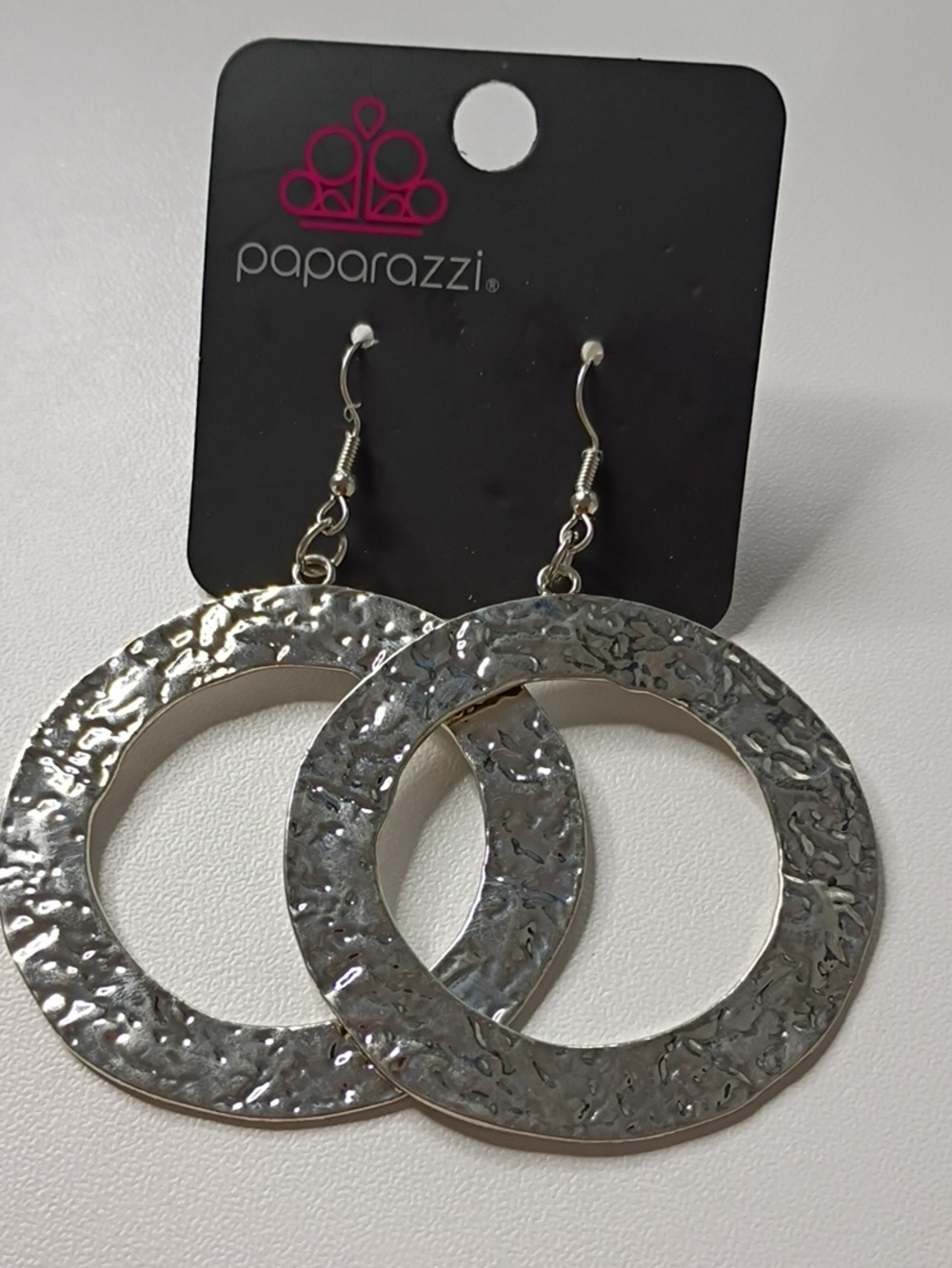 paparazzi Textured Silver Open Circle Dangle Earrings